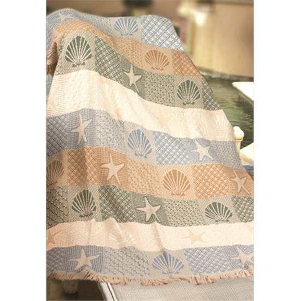 Manual Woodworkers & Weavers Manual Woodworkers and Weavers ASSSH Seashells By The Seashore 2 Layer Throw Blanket Fashionable Jacquard Woven 46 X 60 in. ASSSH